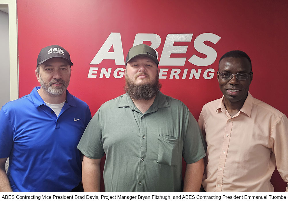 ABES Contracting Vice President Brad Davis, Project Manager Bryan Fitzhugh, and ABES Contracting President Emmanuel Tuombe
