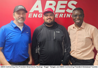 ABES Contracting Vice President Brad Davis, Rodrigo “Roger” Rangel, and ABES Contracting President Emmanuel Tuombe